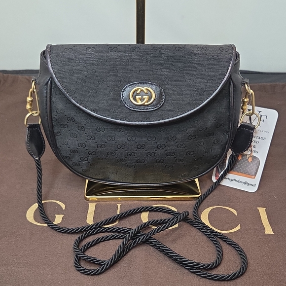 Gucci Handbags - GUCCI 1970s highly collectible micro gg canvas/leather mini saddle-bag crossbody